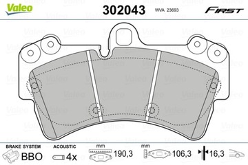 VALEO 302043 КОМПЛЕКТ КОЛОДОК ШАЛЬМІВНИХ, ГАЛЬМА TARCZOWE