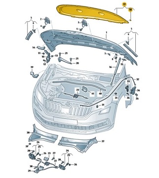 ШУМОИЗОЛЯЦИЯ КРЫШКИ КАПОТА ДВИГАТЕЛЯ SKODA KODIAQ