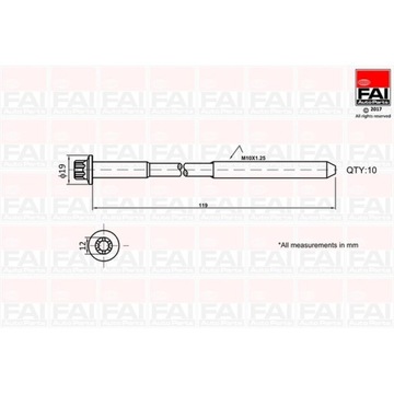 КОМПЛЕКТ БОЛТОВ ГОЛОВКИ ЦИЛИНДРОВ FAI AUTOPARTS B1321