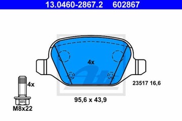 КОЛОДКИ ТОРМОЗНЫЕ ЗАД ATE 13.0460-2867.2