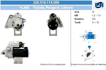 BV PSH СТАРТЕР PEUGEOT CITROEN 1.4 KW СТАРТЕР