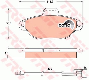 КОЛОДКИ ТОРМОЗНЫЕ ПЕРЕД FIAT PUNTO/SC/500/KA 1 ДАТЧИК