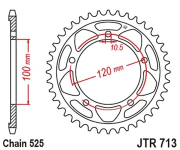 JT ЗУБЧАТКА ЗАДНЯЯ 4447 42 APRILIA TUONO 1000/1100