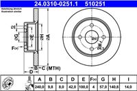 ATE ДИСК ТОРМОЗНОЙ ЗАДНИЙ 240X10 P POWER DISC OPEL ASTRA G 98-/H