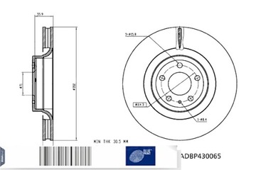 BLUE PRINT ДИСКИ ТОРМОЗНЫЕ ТОРМОЗНЫЕ 2 ШТУКИ. ПЕРЕД FORD USA MUSTANG 2.3 5.0