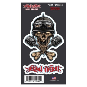 НАКЛЕЙКА LETHAL THREAT LT55099 BIKER SKULL 7X13CM