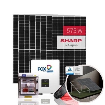 КОМПЛЕКТ FOTOWOLTAICZNY 10 KW ПАНЕЛІ FOTOWOLTAICZNE SHARP 575W GRUNT PVSET