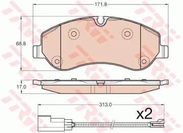 КОЛОДКИ ТОРМОЗНЫЕ ПЕРЕДНЯЯ FORD TRANSIT CUST TRW GDB1967