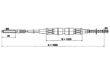 ATE ТРОС ТОРМОЗА РУЧНОГО ЗАД L/P (1690MM) VW GOL