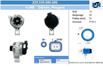 BV PSH ГЕНЕРАТОР CITROEN PEUGEOT 80A ГЕНЕРАТОР
