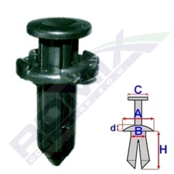 ROMIX ШТИФТ ДЮБЕЛЬ 8,9MM ZDERZAKÓW / NAKŁADEK NISSAN (10SZT.)