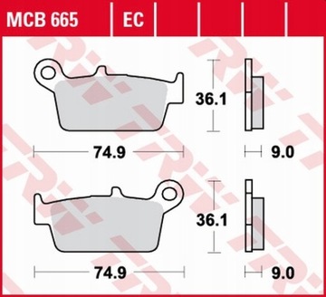 КОЛОДКИ ТОРМОЗНЫЕ TRW MCB665