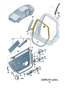 УПЛОТНИТЕЛЬ ДВЕРЬ WEWNĘTNA ВЕРХ ПРАВОЕ AUDI A7 C7 ЗАД