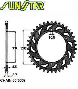 ZEBATKA NAPEDZANA СТАЛЬНОЙ SUNSTAR SUNR1-5474-46