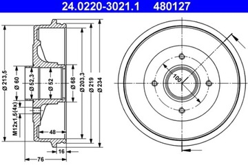 БАРАБАН HAM.DACIA LOGAN LIMOUSINE (LS_) (0 24-0220-3021-1-02 ATE