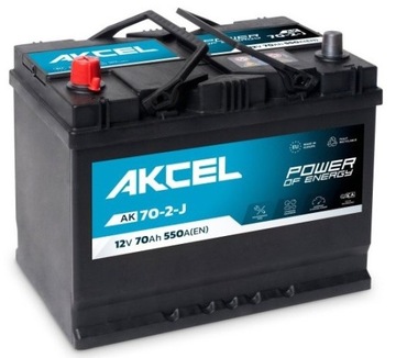 АККУМУЛЯТОР 12V 70AH 550A L+ AZJA AKCEL VARTA CLARIOS AK-70-2-J