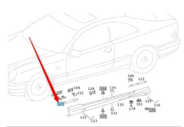 УПЛОТНИТЕЛЬ ПОРОГА НАКЛАДКА ПОРОГА MERCEDES CLK W208 PR