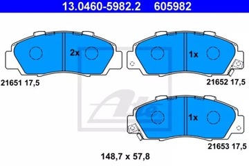 ATE 13.0460-5982.2 КОМПЛЕКТ КОЛОДОК ТОРМОЗНЫХ, ТОРМОЗА TARCZOWE