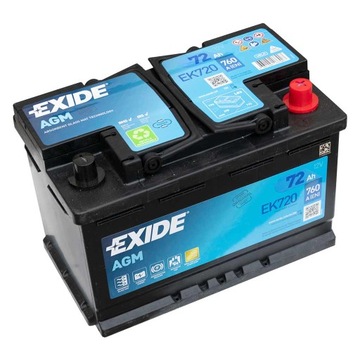 АККУМУЛЯТОР EXIDE AGM EK700 (НОВЫЙ МОДЕЛЬ EK720) 12V 72AH ŚWIEŻY 2024 R.