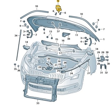 ЗАМОК КРЫШКИ КАПОТА ПЕРЕДНЕГО ВЕРХ SKODA KAROQ