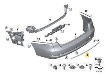 BMW 3GT F34 НАКЛАДКА БАМПЕРА ЗАД MODERN LINE OE