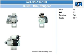 BV PSH СТАРТЕР PEUGEOT МИНИ 0.9 KW СТАРТЕР