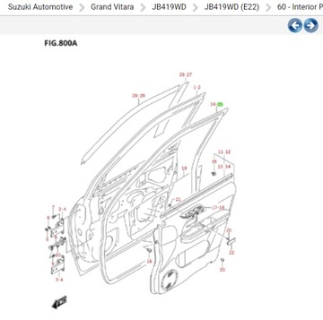 УПЛОТНИТЕЛЬ ДВЕРЬ ПЕРЕДНИХ LEWYCH SUZUKI GRAND VITARA JB-