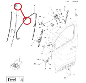 РАМКА ДВЕРЬ СТЕКЛА ПЕРЕД ПРАВОЕ OPEL VIVARO B