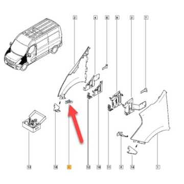 КРОНШТЕЙН КРЫЛА КРЕПЛЕНИЕ ДЕРЖАТЕЛЬ ПРАВАЯ ПЕРЕД RENAULT MASTER III