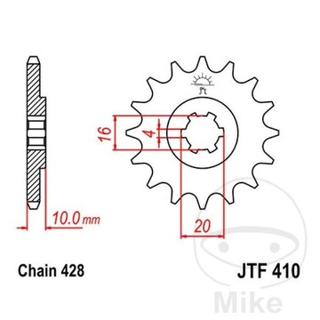 ЗУБЧАТКА ПЕРЕДНЯ JT F410-15, 15Z, РОЗМІР 428