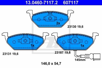 ATE 13.0460-7117.2 КОЛОДКИ ТОРМОЗНЫЕ ПЕРЕД A3 BORA GOLF 4 POLO OCTAVIA FABIA