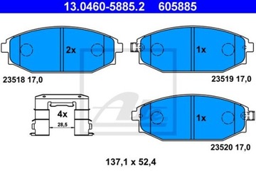 ATE 13.0460-5885.2 КОЛОДКИ ТОРМОЗНЫЕ ПЕРЕД HYUNDAI GALLOPER 2,5 TD 98-03