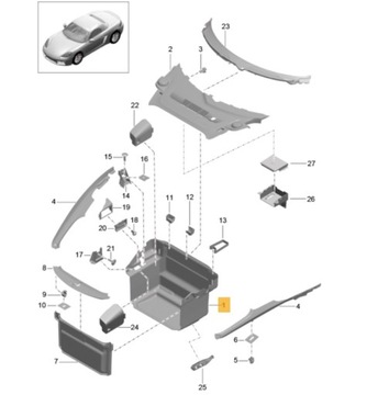 ЗАЩИТА ЛЕВАЯ WNĘKI БАГАЖНИКА PORSCHE BOXSTER 718