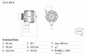 BOSCH ГЕНЕРАТОР SMART КАБРИОЛЕТ CITY-COUPE FORTWO 0.8D 11.99-01.07