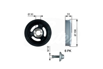 GATES КОЛЕСО ШКИВ ВАЛА КОЛЕНЧАТОГО DS DS 3 DS 5 VOLVO C30 S40 II S60 II