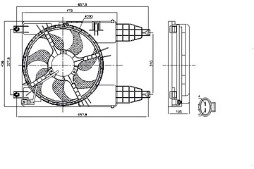 NISSENS ВЕНТИЛЯТОР РАДИАТОРА Z КОРПУСОМ CHEVROLET AVEO KALOS 1.2 1.4