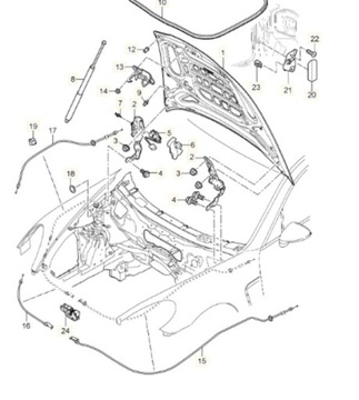 ТРОС BOWDENA ТРОС ТРОС КАПОТА PORSCHE PANAMERA 97051121902