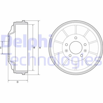 БАРАБАН ТОРМОЗНОЙ ЗАД DELPHI BF562