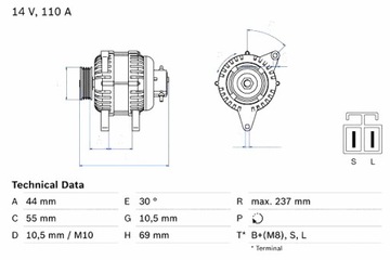 BOSCH ГЕНЕРАТОР HYUNDAI H-1 H-1 STAREX KIA SORENTO I 2.5D