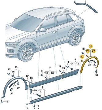 НАКЛАДКА KRAWĘDZI ПОДКРЫЛКА ПРАВАЯ ЗАД VW T-ROC OE