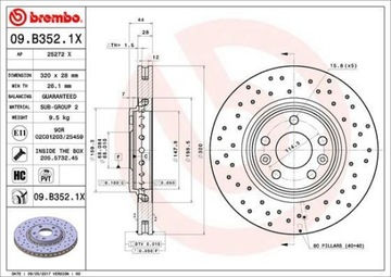 ДИСК ТОРМОЗНОЙ BREMBO 09.B352.1X