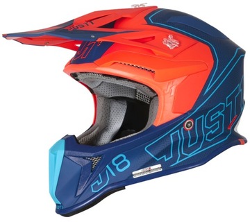 ШЛЕМ JUST1 J18 VERTIGO BLUE-WHITE-FLUO ORANGE MATT S