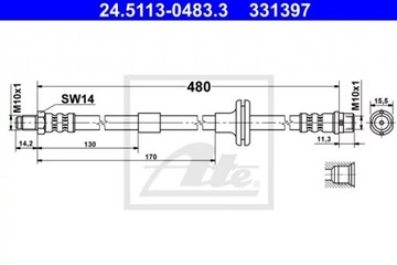 ATE 24.5113-0483 ПАТРУБОК ТОРМОЗНОЙ ГИБКИЙ