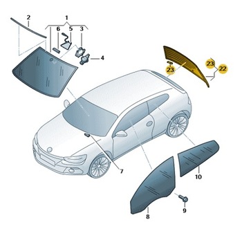 СТЕКЛО ЗАДНЯЯ ТОНИРОВАНОЕ VW SCIROCCO ОРИГИНАЛ