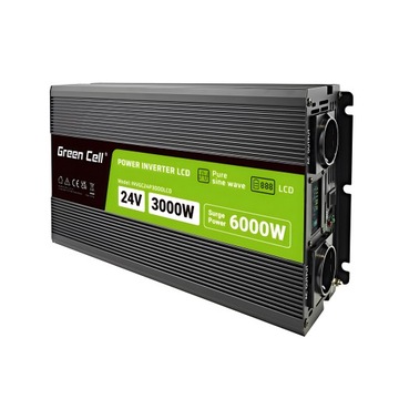 ПРЕОБРАЗОВАТЕЛЬ НАПРЯЖЕНИЯ АВТОМОБИЛЬНАЯ Z LCD GREEN CELL 24V 3000W / 6000W SINUS