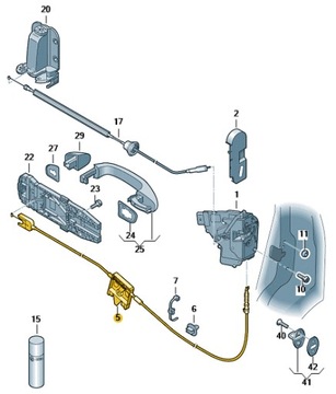 ТРОС BOWDENA ДВЕРЬ СДВИЖНЫХ VW SHARAN OE