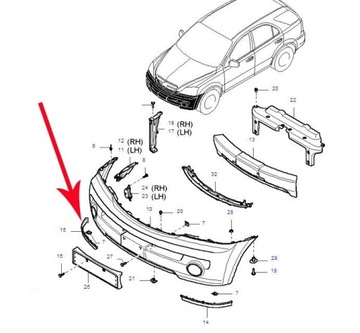 НАКЛАДКА БАМПЕРА ПЕРЕД ПРАВОЕ KIA SORENTO 2002-2006