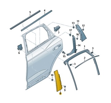 НАКЛАДКА СТОЙКИ B ВНЕШНЯЯ ЗАД ЛЕВАЯ AUDI Q3