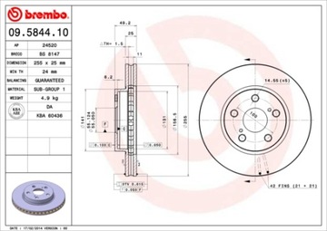 BREMBO 09.5844.10 ДИСК ТОРМОЗНОЙ