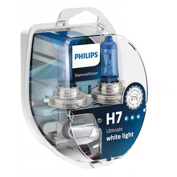 PHILIPS ЛАМПОЧКИ H7 DIAMOND НІЧНОГО БАЧЕННЯ БІЛІ 5000K+2X W5W В ПОДАРУНОК